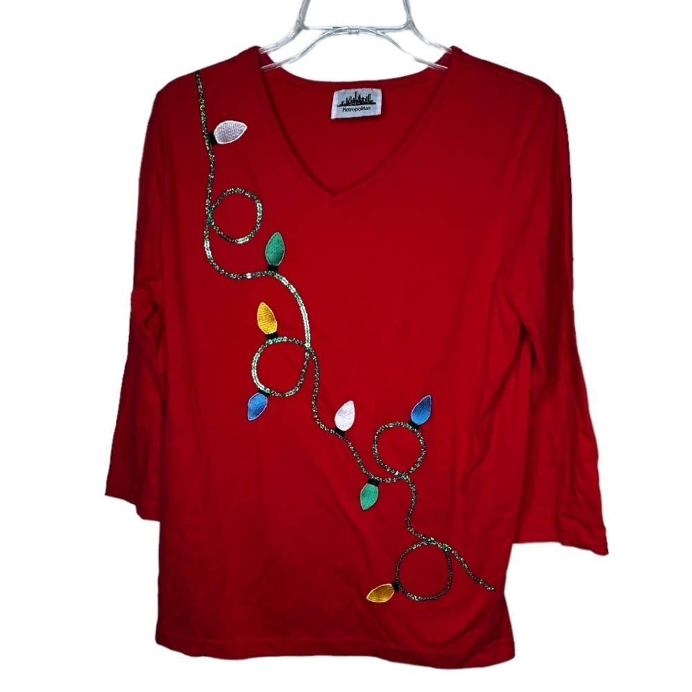 Vintage Metropolitan Red Christmas Lights Shirt